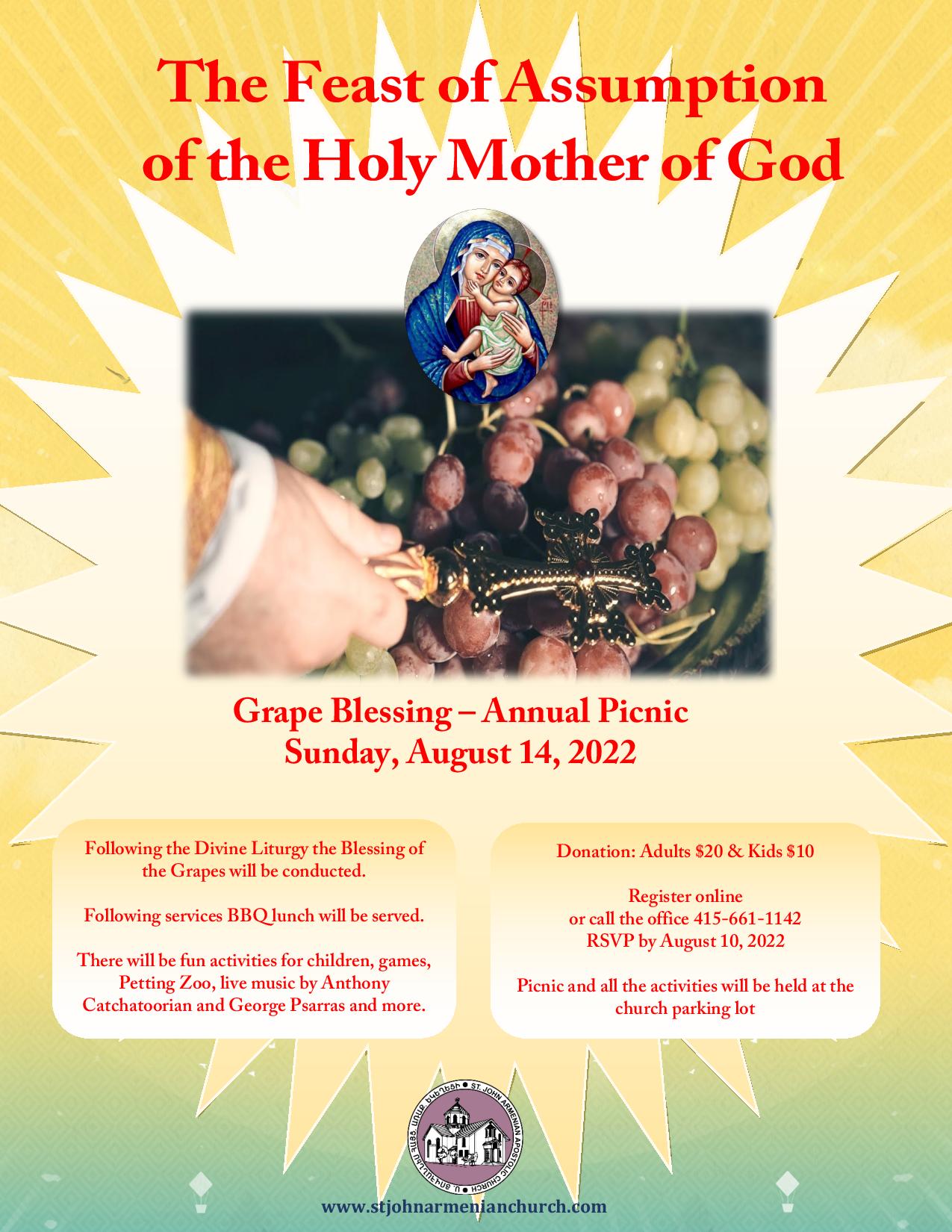 The Feast of Assumption of the Holy Mother of God & Annual Picnic St. John Armenian Apostolic